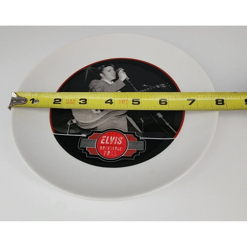 Elvis Presley Collector Plate 8in White Backstage Pass Ceramic 2017 Megatoys